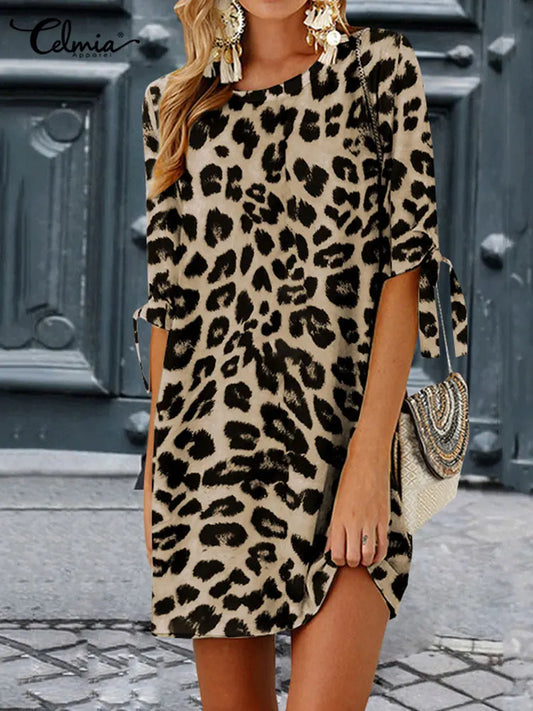 Celia Leopard Print Mini Summer Dress